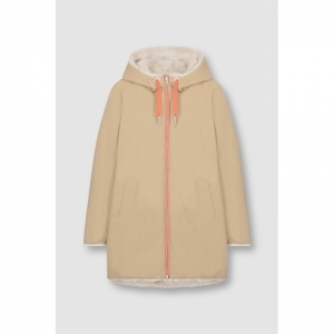 MEDIUM LENGHT HOODED PADDED CO CAMEL