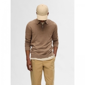 SLHBERG LS HALF ZIP POLO NOOS 182711001 Teak/