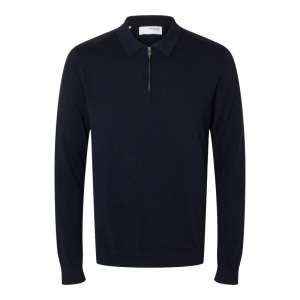 SLHBERG LS HALF ZIP POLO NOOS 178814001 Navy