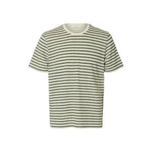 SLHKEVIN STRIPE SS O-NECK TEE 178372001 Egret