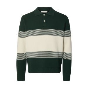 SLMDANE LS KNIT STRIPE POLO 181172003 Pine